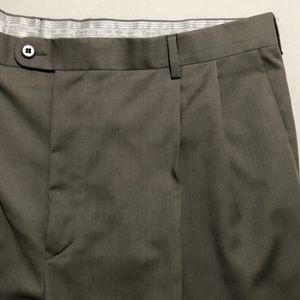 Zanella Dress Pants Beige Wool Pleat Cuff 42x30